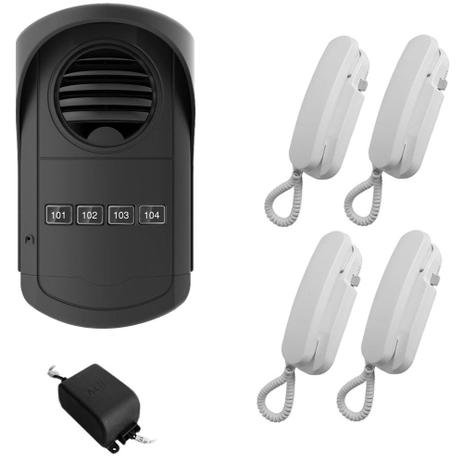 Kit Porteiro Interfone Agl Placa Coletiva com 4 Pontos e Interfones Menor preço em Kit Porteiro Interfone Agl Placa Coletiva com 4 Pontos e Interfones