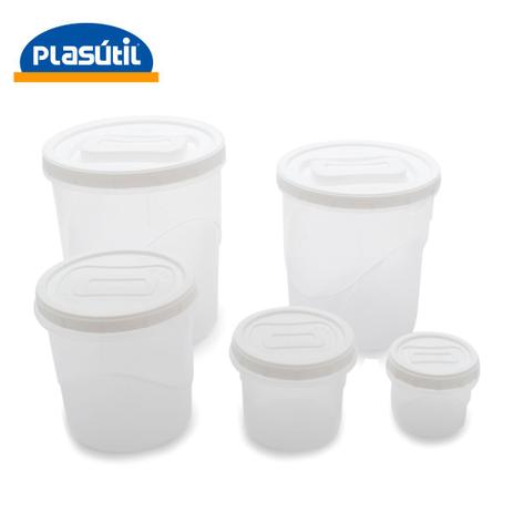 Kit Pote Mantimentos 5 Peças Tampa Rosca 0,3 A 4,5l Plasutil Menor preço em Kit Pote Mantimentos 5 Peças Tampa Rosca 0,3 A 4,5l Plasutil