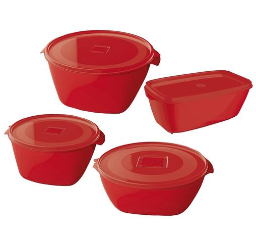 Kit potes 4 peças vermelho - uz utilidades Menor preço em Kit potes 4 peças vermelho - uz utilidades