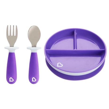Kit Prato Com Ventosa E Kit Colher E Garfo Em Inox Roxo Munchkin Kit Alimentacao Para Bebe Kit Alimentacao Infantil Magazine Luiza