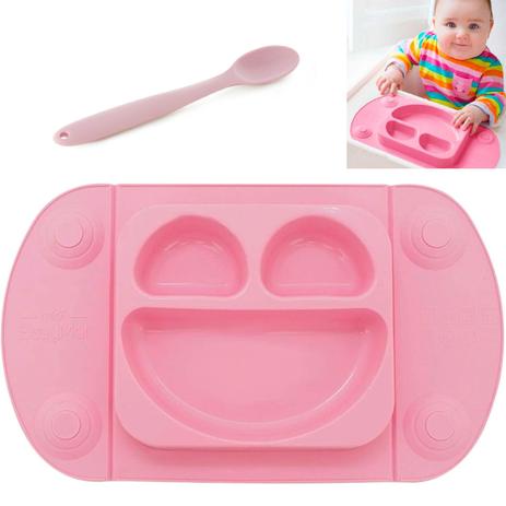 Kit Prato E Colher De Silicone Portatil Para Bebe Mimo Style Rosa Kit Alimentacao Infantil Magazine Luiza