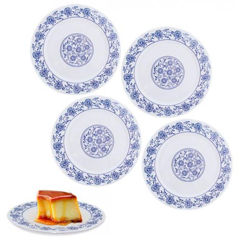 Kit Prato para Sobremesa 20cm em Melamina / Plastico Decorado Branco 4 Unidades Fuxing Menor preço em Kit Prato para Sobremesa 20cm em Melamina / Plastico Decorado Branco 4 Unidades Fuxing