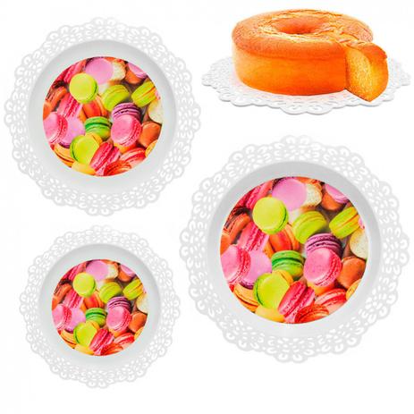Menor preço em Kit Pratos para Bolos 3 Unidades Grande + Medio + Pequeno Branco  Y888