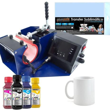 Kit Prensa para Canecas Premium + 10 canecas + Insumos 110V - Marpax Menor preço em Kit Prensa para Canecas Premium + 10 canecas + Insumos 110V - Marpax