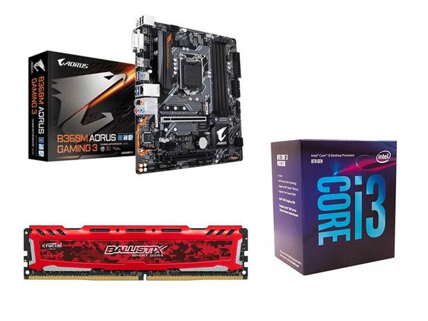 Kit Processador Intel I3 8100 8ª Ger + Placa Mãe Gigabyte Aorus B360M +1 Memoria 8Gb 2400Mhz Crucial - Intel/gigabyte/crucial Menor preço em Kit Processador Intel I3 8100 8ª Ger + Placa Mãe Gigabyte Aorus B360M +1 Memoria 8Gb 2400Mhz Crucial - Intel/gigabyte/crucial