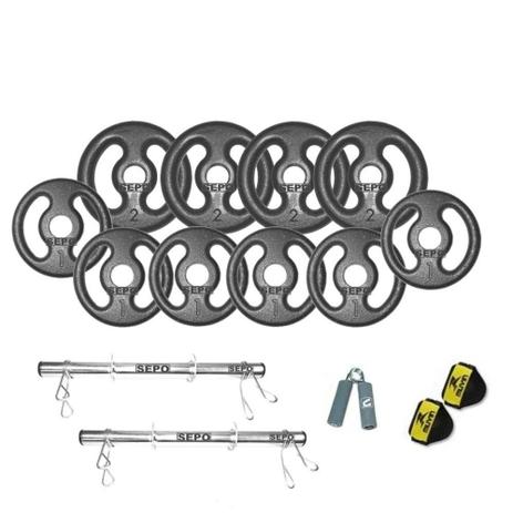 Kit Promocional de Barras para Halteres e Anilhas + Luva + Hand Grip - Rlm store Menor preço em Kit Promocional de Barras para Halteres e Anilhas + Luva + Hand Grip - Rlm store
