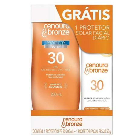 Kit promocional protetor solar corporal fps30 e protetor solar facial fps 30 cenoura e bronze é boa?