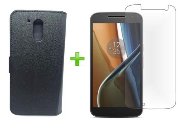 Kit Proteção Capa Carteira Preta e Película de Vidro Temperado - Motorola Moto G4 Xt1626 Xt1620 5.5” Menor preço em Kit Proteção Capa Carteira Preta e Película de Vidro Temperado - Motorola Moto G4 Xt1626 Xt1620 5.5”