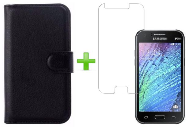 Kit Proteção Capa Carteira Preta e Película Vidro Temperado - Samsung Galaxy J1 Duos SM-J100M 4.3” Menor preço em Kit Proteção Capa Carteira Preta e Película Vidro Temperado - Samsung Galaxy J1 Duos SM-J100M 4.3”