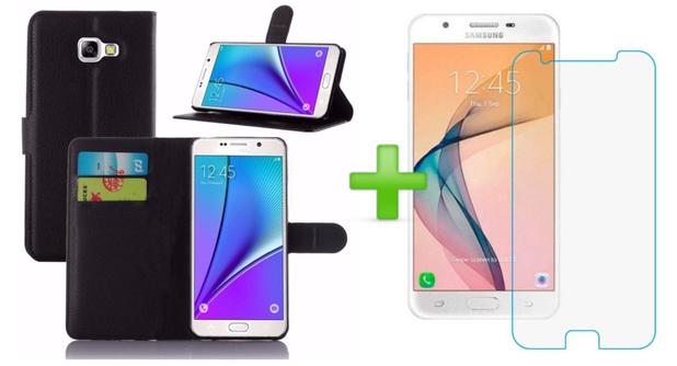 Kit Proteção Capa Carteira Preta e Película Vidro Temperado - Samsung Galaxy J5 Prime SM-G570M 5.0 Menor preço em Kit Proteção Capa Carteira Preta e Película Vidro Temperado - Samsung Galaxy J5 Prime SM-G570M 5.0