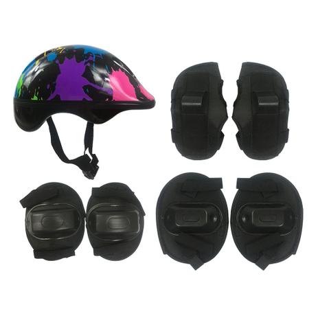 Kit Proteção Infantil Capacete Joelheira Cotoveleira DMR5488 - DmToys Menor preço em Kit Proteção Infantil Capacete Joelheira Cotoveleira DMR5488 - DmToys