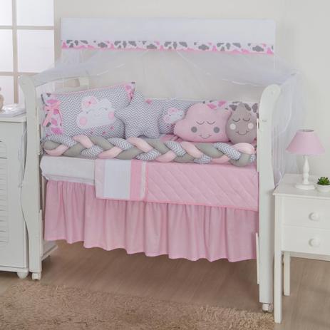Kit Protetor Berço Americano 12 Peças Chuva De Amor Rosa - Mariana Baby confecções Menor preço em Kit Protetor Berço Americano 12 Peças Chuva De Amor Rosa - Mariana Baby confecções