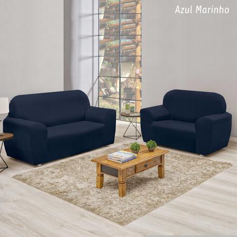 Kit Protetor Capa Sofá 2 e 3 Lug Grudada Azul Marinho Bella - Decora  Shopping - Protetor para Sofá - Magazine Luiza