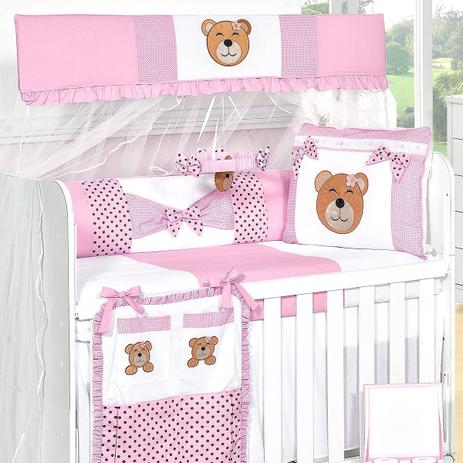 Kit Protetor de Berço Soninho Rosa Menina 8 Peças - Nicoli ferri Menor preço em Kit Protetor de Berço Soninho Rosa Menina 8 Peças - Nicoli ferri