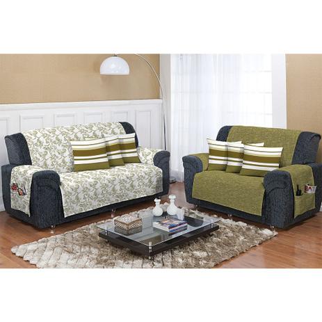 Menor preço em Kit Protetor de Sofá Dupla Face 2 e 3 lugares Decore Musgo 2 peças Textil Lar - Têxtil lar