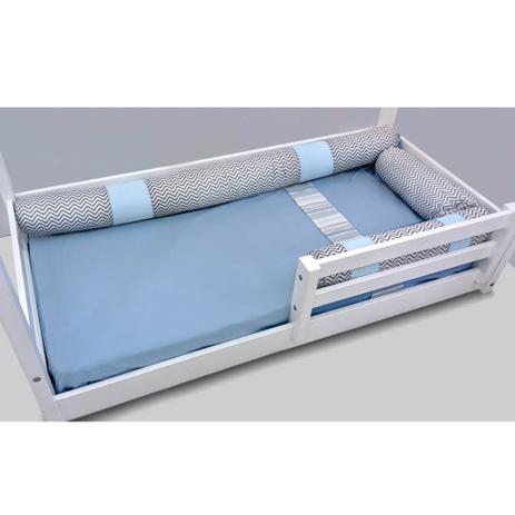 Kit Protetor Rolinho Montessoriano Chevron Cinza/Azul Casatema Menor preço em Kit Protetor Rolinho Montessoriano Chevron Cinza/Azul Casatema