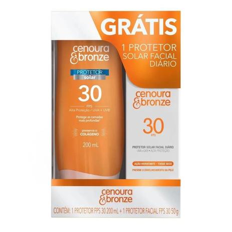 Kit Protetor Solar Cenoura & Bronze Corporal FPS30 200ml + Facial Diário FPS30 50g - HYPERA é boa?