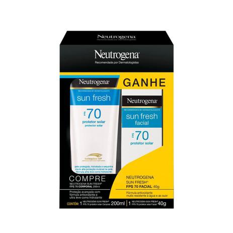 Kit Protetor Solar Corporal Neutrogena Sun Fresh FPS70 200ml + Neutrogena Facial FPS70 40g Menor preço em Kit Protetor Solar Corporal Neutrogena Sun Fresh FPS70 200ml + Neutrogena Facial FPS70 40g