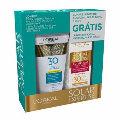 Kit Protetor Solar Expertise Supreme Protec FPS30 120ml+Antirrugas - L'Oréal Menor preço em Kit Protetor Solar Expertise Supreme Protec FPS30 120ml+Antirrugas - L'Oréal