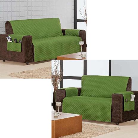 Kit Protetores de Sofá Home p/ 2 e 3 Lugares 02 Peças - Verde Musgo - Aquarela Menor preço em Kit Protetores de Sofá Home p/ 2 e 3 Lugares 02 Peças - Verde Musgo - Aquarela