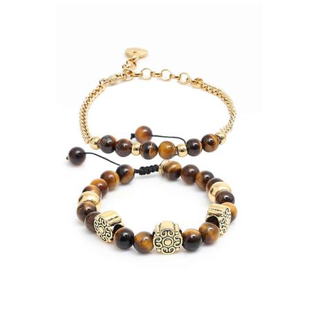 Kit Pulseira Mandala Dourada Pedra Natural Olho Tigre MTN - Mantoan Menor preço em Kit Pulseira Mandala Dourada Pedra Natural Olho Tigre MTN - Mantoan