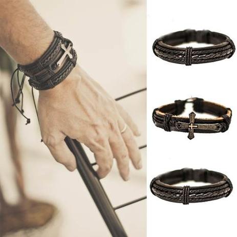 Kit Pulseiras Masculinas De Couro Braceletes - Colleshop é boa?