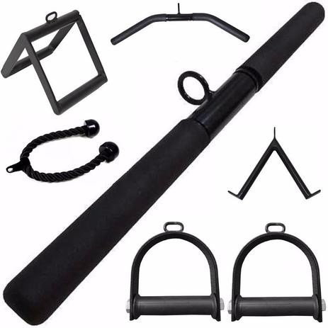 Kit Puxadores Musculação Reto Triangulo Estribo Corda e V - Kl master fitness Menor preço em Kit Puxadores Musculação Reto Triangulo Estribo Corda e V - Kl master fitness