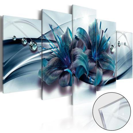 Kit quadro decorativo para sala e quarto lírio azul reflexo 5 peças - LERON Menor preço em Kit quadro decorativo para sala e quarto lírio azul reflexo 5 peças - LERON