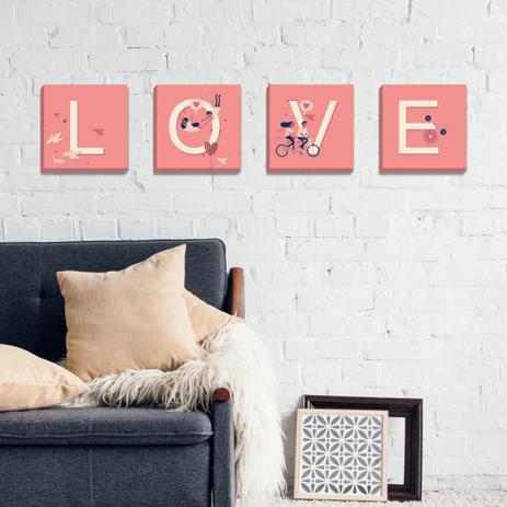 Kit Quadros Canvas 20x20cm Love - Synth decor Menor preço em Kit Quadros Canvas 20x20cm Love - Synth decor