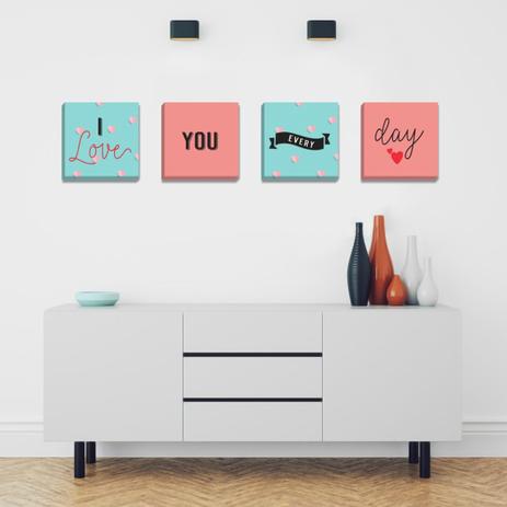 Kit Quadros Canvas 20x20cm Love You Every Day - Synth decor Menor preço em Kit Quadros Canvas 20x20cm Love You Every Day - Synth decor