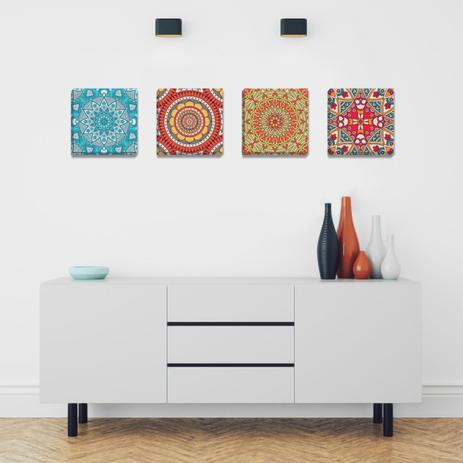 Kit Quadros Canvas 20x20cm Mandala 01 - Synth decor Menor preço em Kit Quadros Canvas 20x20cm Mandala 01 - Synth decor