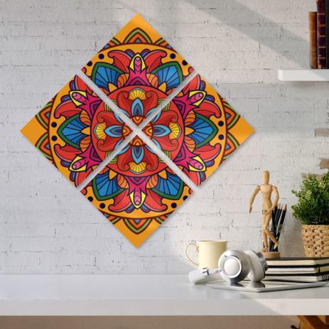 Kit Quadros Canvas 20x20cm Mandala Amarela Rosa e Azul - Synth decor Menor preço em Kit Quadros Canvas 20x20cm Mandala Amarela Rosa e Azul - Synth decor
