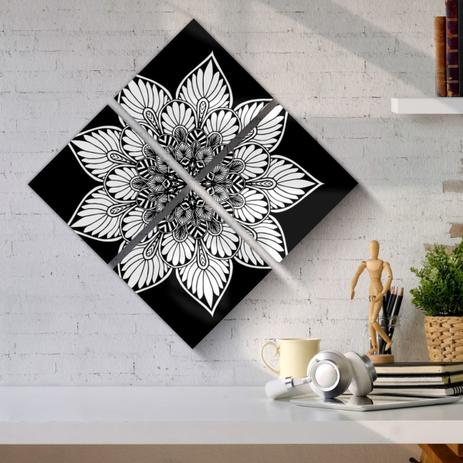 Kit Quadros Canvas 20x20cm Mandala preta e branca - Synth decor é boa?