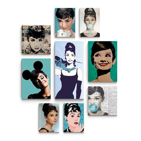 Kit quadros com 9 peças Decorativas audrey hepburn - Rcs decorações Menor preço em Kit quadros com 9 peças Decorativas audrey hepburn - Rcs decorações
