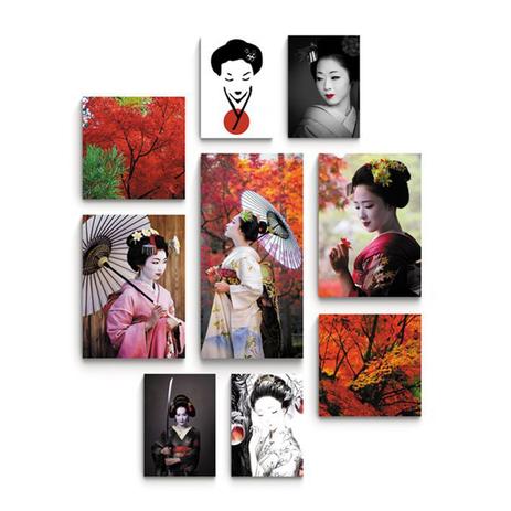 Kit quadros com 9 peças Decorativas Gueixa japan - Rcs decorações Menor preço em Kit quadros com 9 peças Decorativas Gueixa japan - Rcs decorações