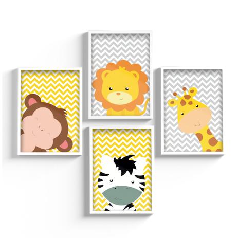 Kit Quadros Decorativos Com Moldura Vidro Quarto Infantil Bebê Safari - Coruja de Gravata Menor preço em Kit Quadros Decorativos Com Moldura Vidro Quarto Infantil Bebê Safari - Coruja de Gravata