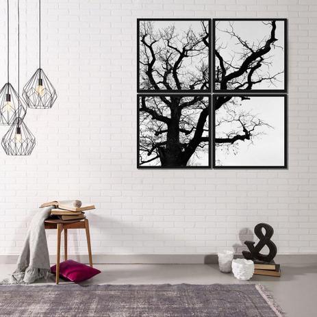 Kit Quadros Decorativos em Preto Branco Árvores Kit com 4 Quadros de 50x50cm - Decore pronto Menor preço em Kit Quadros Decorativos em Preto Branco Árvores Kit com 4 Quadros de 50x50cm - Decore pronto