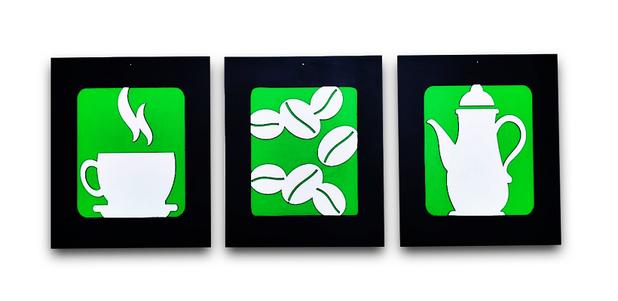Kit Quadros Madeira Café Decoração Cozinhas Padarias 30x25cm Verde - Soul fins Menor preço em Kit Quadros Madeira Café Decoração Cozinhas Padarias 30x25cm Verde - Soul fins
