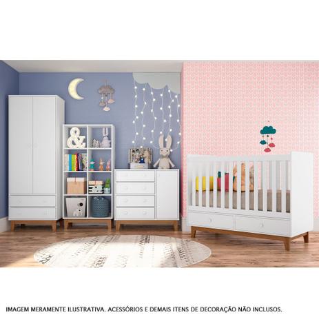 Kit Quarto do Bebê - Linha Retrô - Berço - Cômoda e Roupeiro com Gavetas - Completa Móveis Menor preço em Kit Quarto do Bebê - Linha Retrô - Berço - Cômoda e Roupeiro com Gavetas - Completa Móveis
