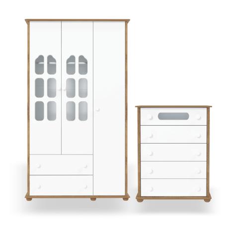 Kit Quarto Infantil 02 Peças Roupeiro 03 Portas Amore E Cômoda Bambini 100 MDF - Matic Menor preço em Kit Quarto Infantil 02 Peças Roupeiro 03 Portas Amore E Cômoda Bambini 100 MDF - Matic
