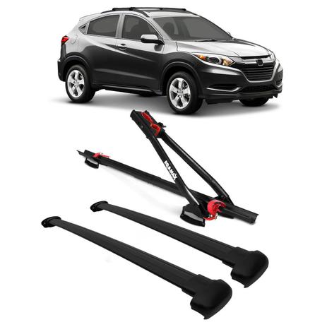Kit Rack de Teto Travessa HR-V 15 16 Preto + Transbike Eqmax Velox Preto 1 Bike - Projecar Menor preço em Kit Rack de Teto Travessa HR-V 15 16 Preto + Transbike Eqmax Velox Preto 1 Bike - Projecar