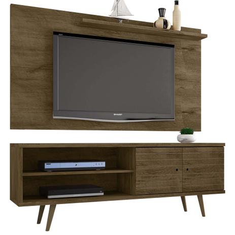 Kit Rack E Painel De Tv Para Sala 160 Cm Cor marrom rústico - Bechara Menor preço em Kit Rack E Painel De Tv Para Sala 160 Cm Cor marrom rústico - Bechara
