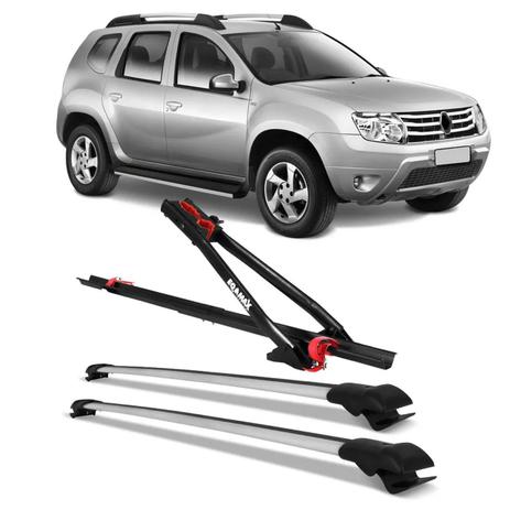 Kit Rack Teto Larga Renault Duster 2012 a 2015 Prata + Transbike Velox Preto 1 Bike - Prime Menor preço em Kit Rack Teto Larga Renault Duster 2012 a 2015 Prata + Transbike Velox Preto 1 Bike - Prime