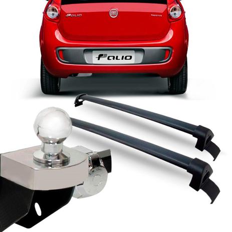 Menor preço em Kit Rack Teto Palio 2012 A 2017 Preto + Engate Fixo - Gedeval