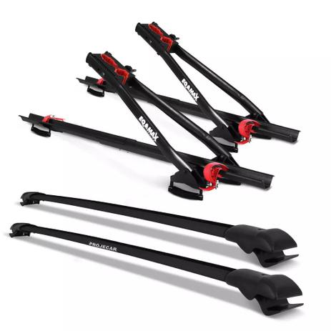 Kit Rack Teto Universal Preta + 2 Transbikes Eqmax Velox Preto 1 Bike Cada - Prime Menor preço em Kit Rack Teto Universal Preta + 2 Transbikes Eqmax Velox Preto 1 Bike Cada - Prime