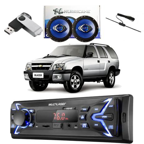 Kit Radio com alto falante pendrive e antena Blazer - Multilaser Menor preço em Kit Radio com alto falante pendrive e antena Blazer - Multilaser