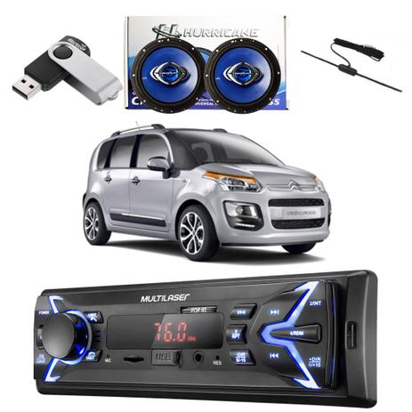 Kit Radio com alto falante pendrive e antena C3 Picasso - Multilaser Menor preço em Kit Radio com alto falante pendrive e antena C3 Picasso - Multilaser