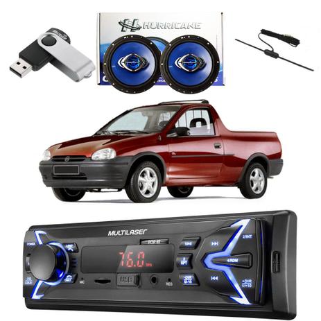 Kit Radio com alto falante pendrive e antena Corsa Pickup - Multilaser Menor preço em Kit Radio com alto falante pendrive e antena Corsa Pickup - Multilaser
