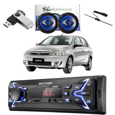 Kit Radio com alto falante pendrive e antena Corsa Sedan - Multilaser Menor preço em Kit Radio com alto falante pendrive e antena Corsa Sedan - Multilaser