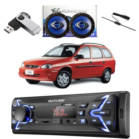 Kit Radio com alto falante pendrive e antena Corsa Wagon - Multilaser Menor preço em Kit Radio com alto falante pendrive e antena Corsa Wagon - Multilaser
